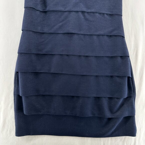 Sweet Storm Sleeveless Mini Dress Womens L Bodycon Tiered V-Neck Lined Navy Blue - Picture 4 of 11